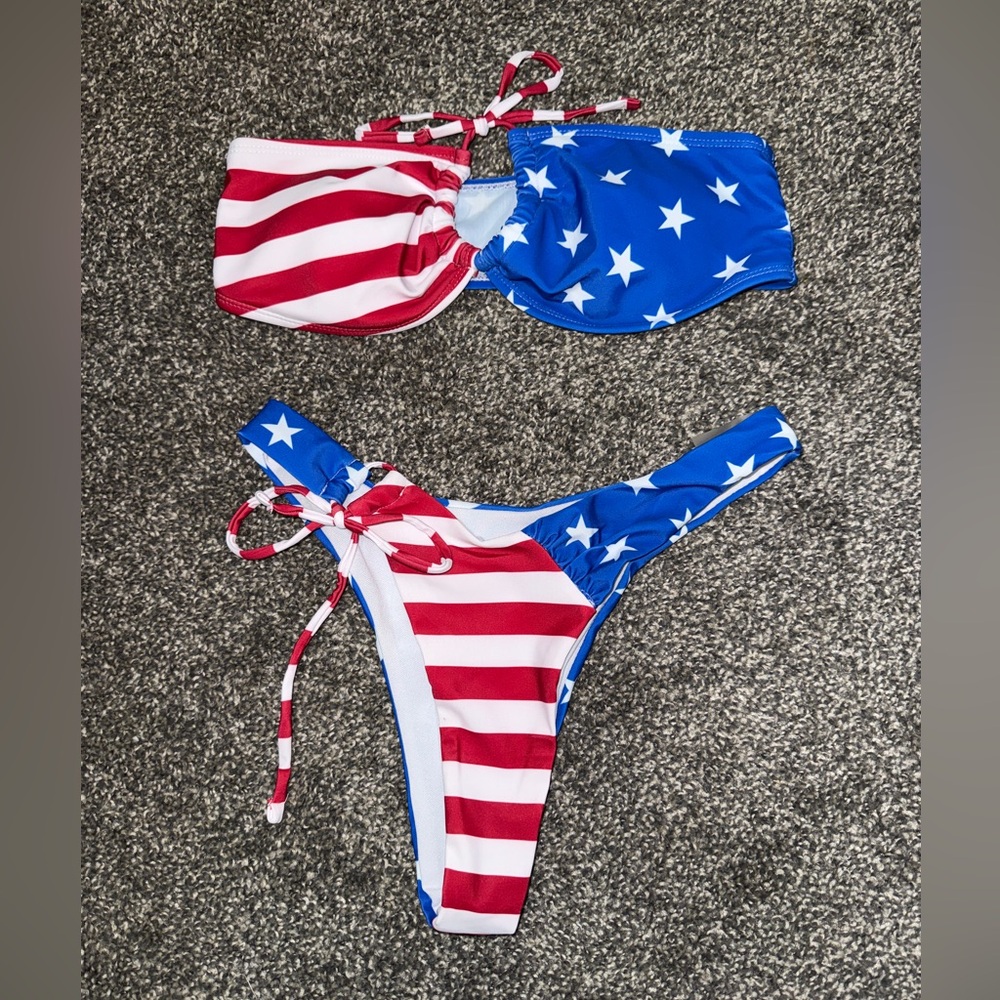 SHEIN Red and Blue Star Striped Bikini